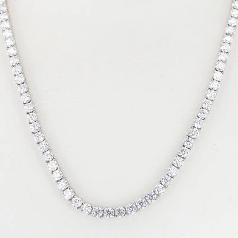 MomentWill Round Brilliant Cut Moissanite Gemstone Silver Jewelry Tennis Necklaces