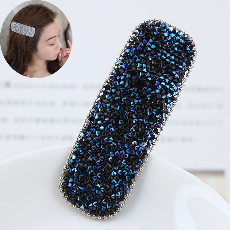 Korean Full Crystal Hair Barrettes Women Hair Pins Jewelry Waterdrop Rectangle Geometric Hair Clip Hair Accessories Girls Gift