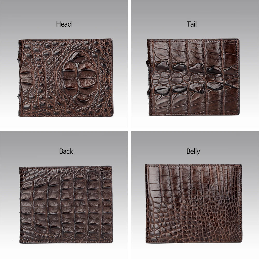 Custom Classic Luxury Genuine Real Crocodile Skin Leather Wallet ID Cards Slots Gift for Men Short Bifold Wallets Customized