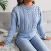 shiny Short Pullover Jumper Women Autumn and Winter New Round Neck Solid Color Knitted Sweater
