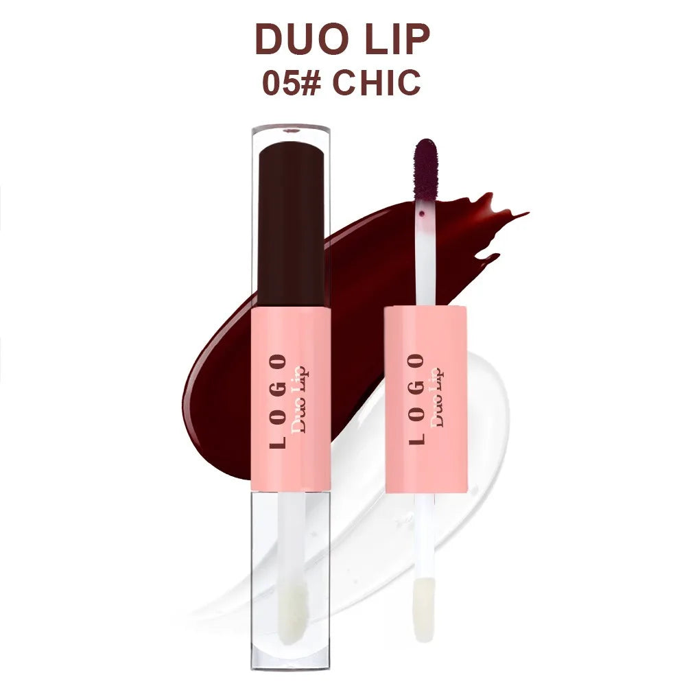 Waterproof Double Head Lipgloss Vegan Long Lasting Non-Drying Hydrating Peel Off Lip Stain & Lip Oil