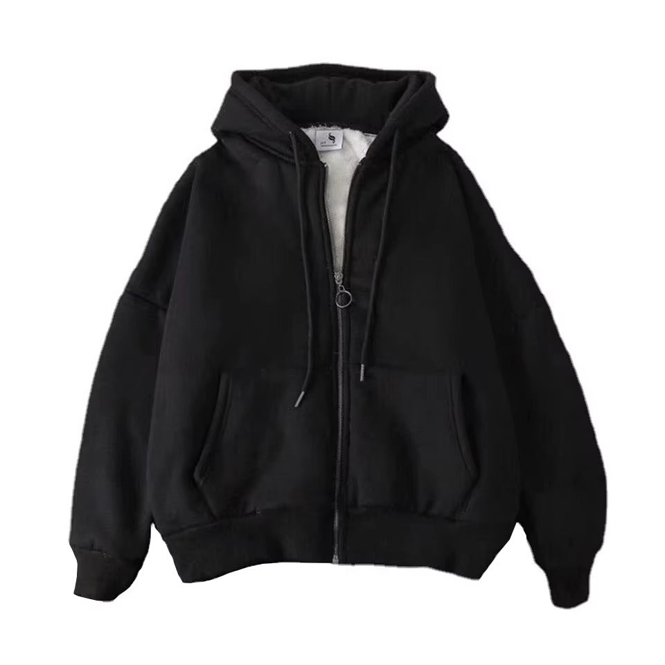 New Fashion Women's Long-Sleeve Cardigan Hoodie with Front and Back Logo Zipper Sweatshirt with Pockets for Autumn Casual Wear