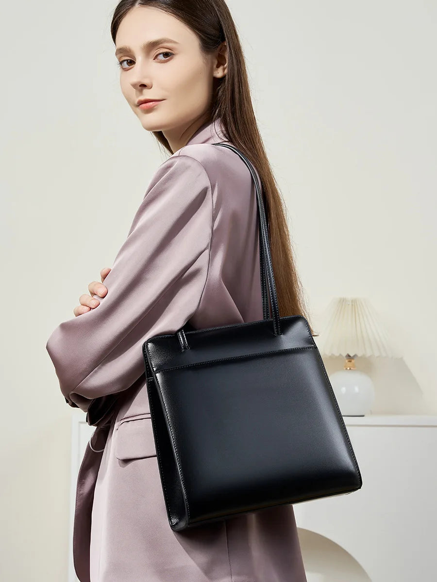 2025 New Arrival  High Quality Genuine Cowhide Leather Ladies Square Handbag Tote Purse Bag Famous Vintage Summer
