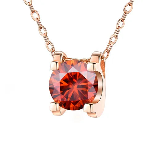 Luxury Jewelry Brilliant Cut Diamond Moissanite Necklaces White Rose Gold Real 925 Silver Chain 1ct for Women Wedding