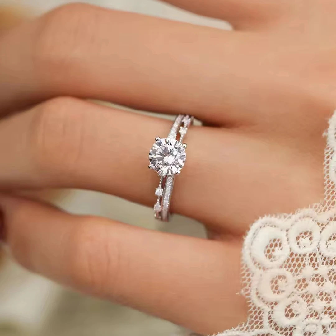 Stylish Minimalist 18K Gold and Natural Diamond Engagement Ring New Silver Dainty Fine Jewelry for Ladies and Couples