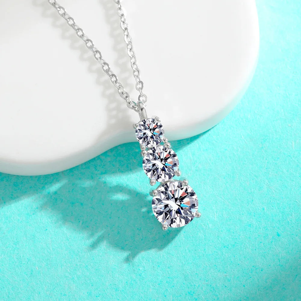 Moissanite Necklace for Women White D Color VVS1 Lab Grown Diamond Engagement Gift S925 Silver Custom VVS Moissanite Pendant