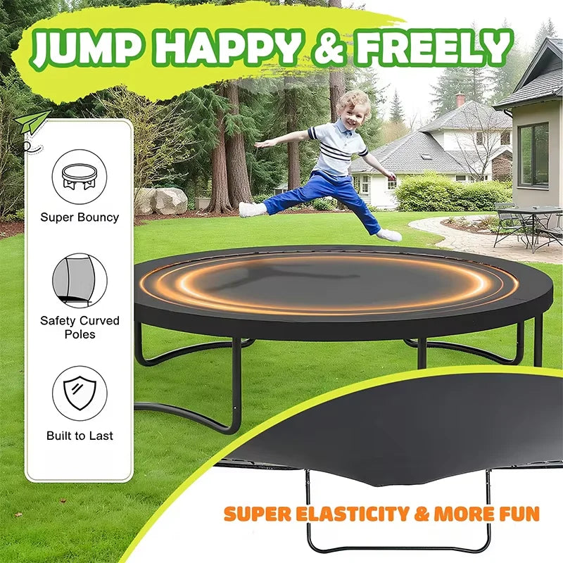 Outdoor PVC Sports Trampoline Big Size Lantern Style Anti-Rust Enclosure Net Ladder Safe for Kids Adults for Home Use