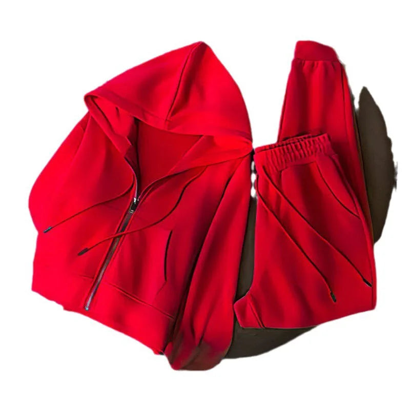 New Hooded Sweatshirt with Thick Velvet and Loose, Casual, Fashionable and Versatile Two Piece Jacket