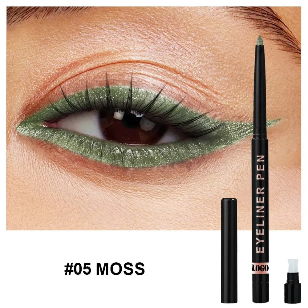 High Pigment Glitter Eyeliner Pencil Waterproof Long-Lasting Smudge-Proof Shimmery Metallic Eyeliner Makeup Pen