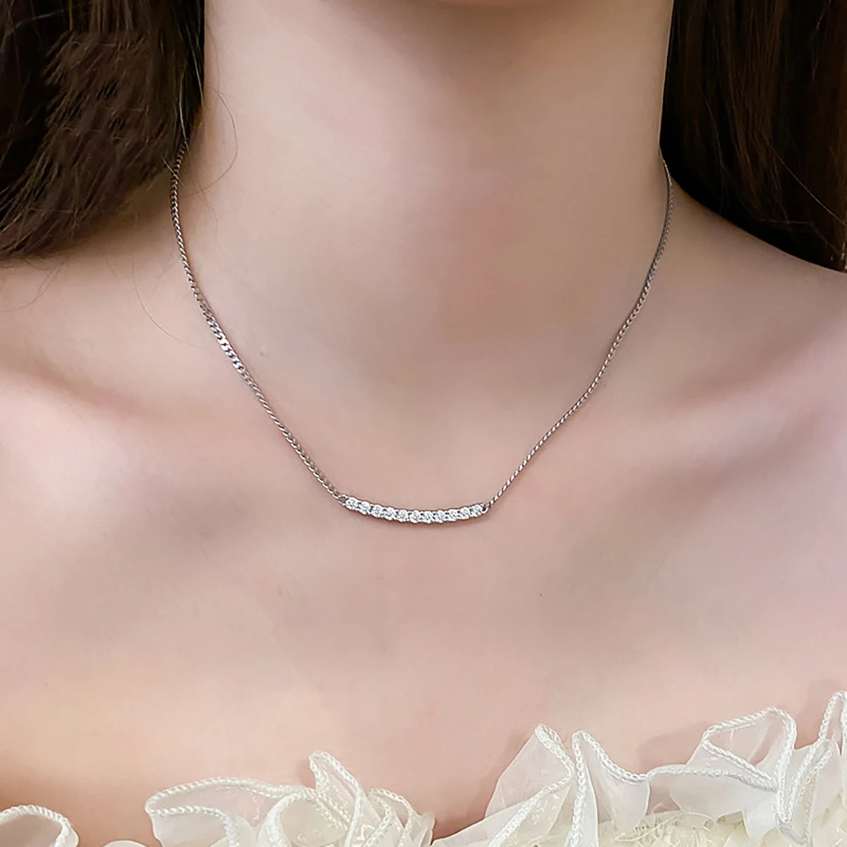 GRA  Diamond Moissanite Jewelry Hip Hop Shiny Band Tennis Smile Shape Necklace 925 Sterling Silver for Women