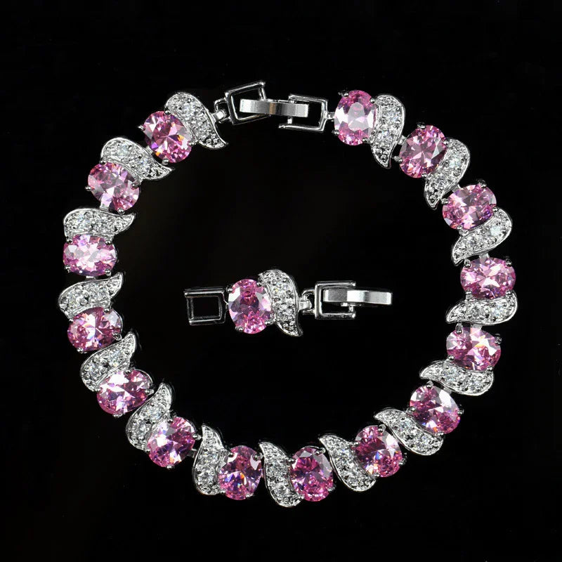 Fashion Trendy Women  Cubic Zirconia Stone Wedding Bridal Anniversary Engagement Tennis Bracelet with Extension Clasp