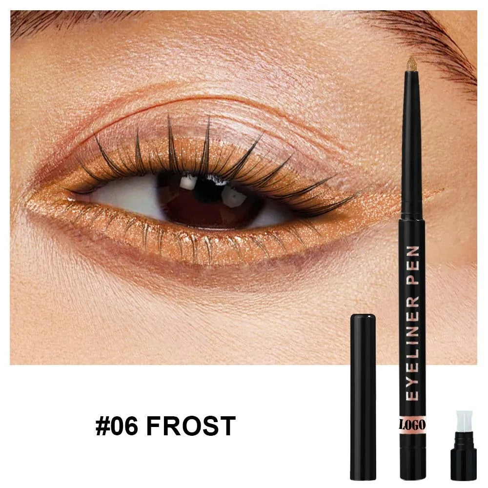 High Pigment Glitter Eyeliner Pencil Waterproof Long-Lasting Smudge-Proof Shimmery Metallic Eyeliner Makeup Pen