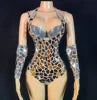 New Arrivals Sequin Club Bodysuits Silver Crystal Bra Inside Costume Hot Sexy Bodysuit for Women