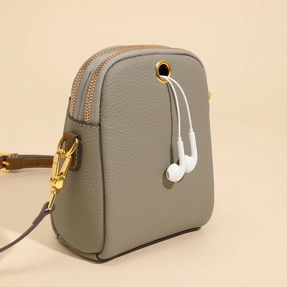 Genuine Leather Shoulder Bag Female Mobile Phone Bag  Ladies Mini Leisure Pack Fashion Real Leather Purse