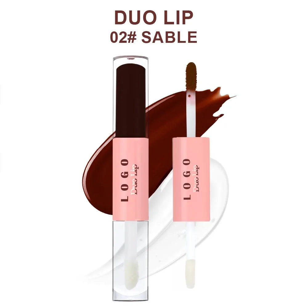 Waterproof Double Head Lipgloss Vegan Long Lasting Non-Drying Hydrating Peel Off Lip Stain & Lip Oil