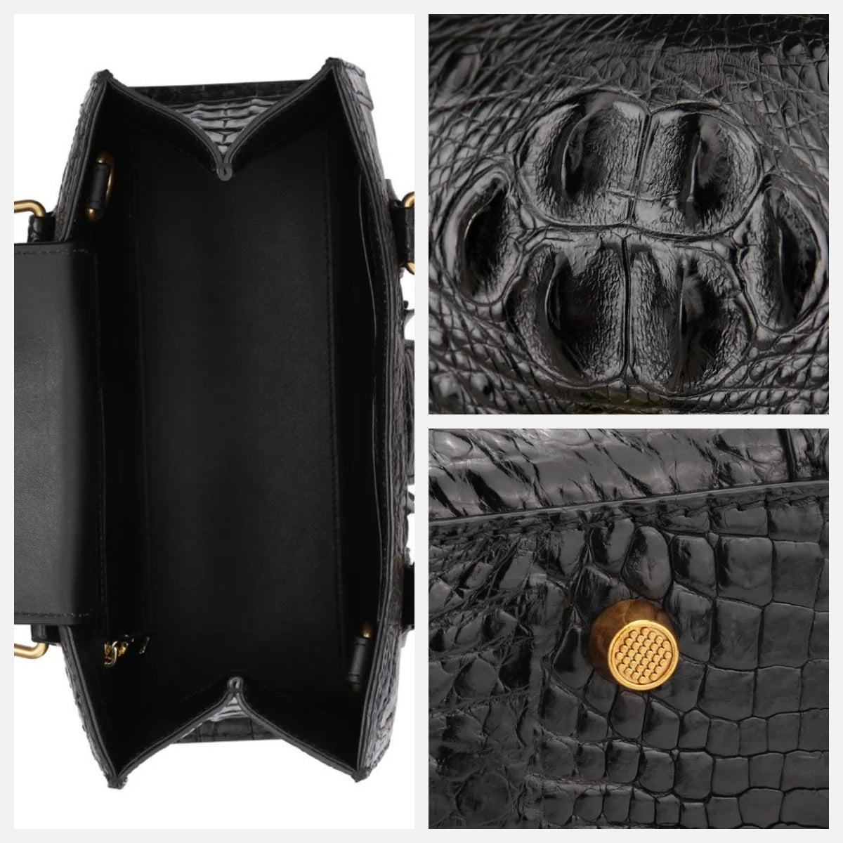 Luxury Real Genuine Women Crocodile Skin Leather Bamboo Handle Crossbody Shoulder Handbags for Women Luxury Bags