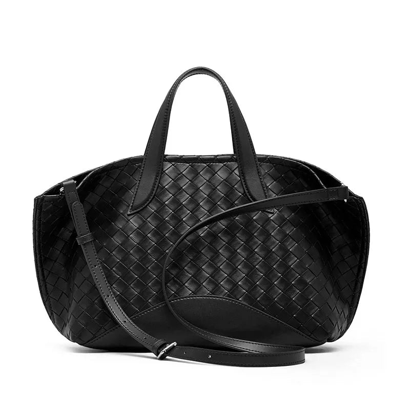 Intrecciato Woven Cowhide Leather Lady Luxury High-end Winter Summer Portable Genuine Split Leather Single Shoulder Tote Bag