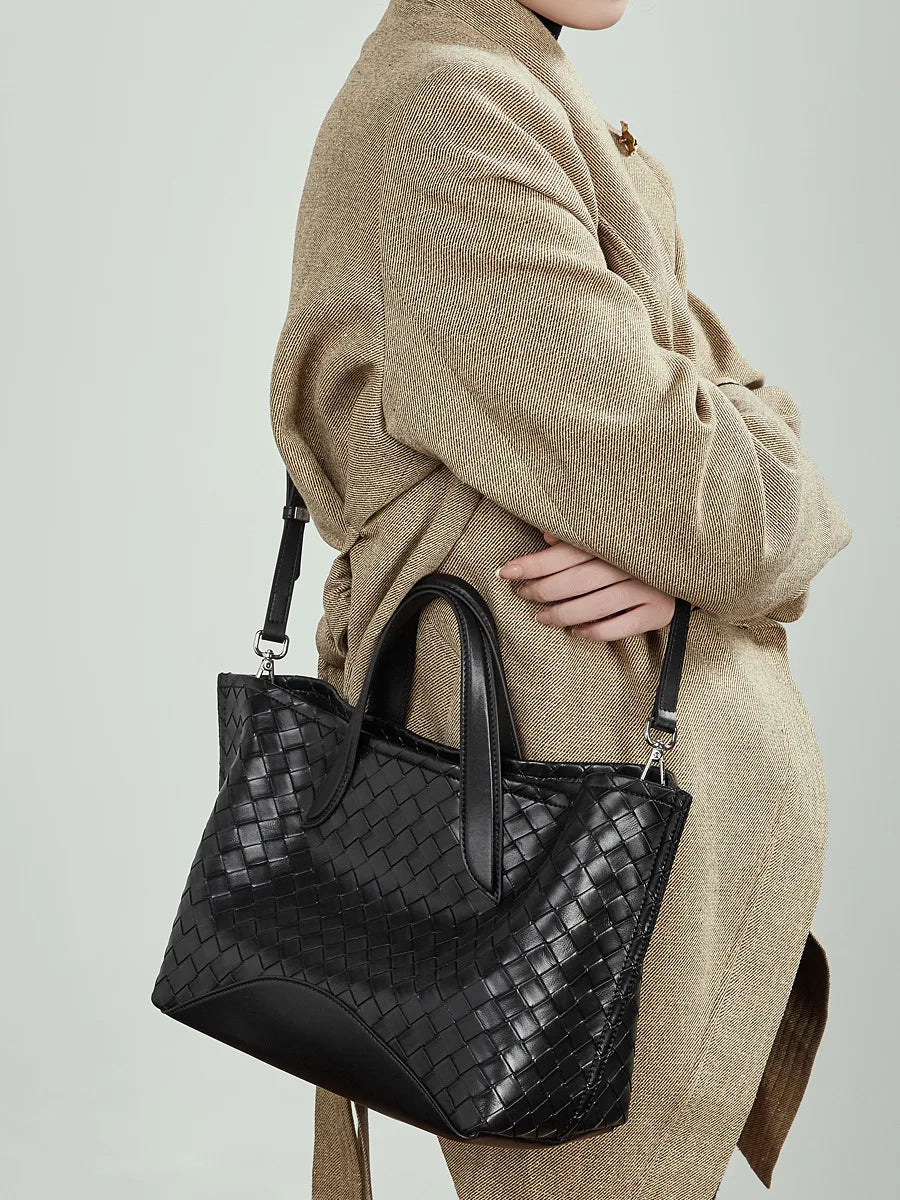 Intrecciato Woven Cowhide Leather Lady Luxury High-end Winter Summer Portable Genuine Split Leather Single Shoulder Tote Bag
