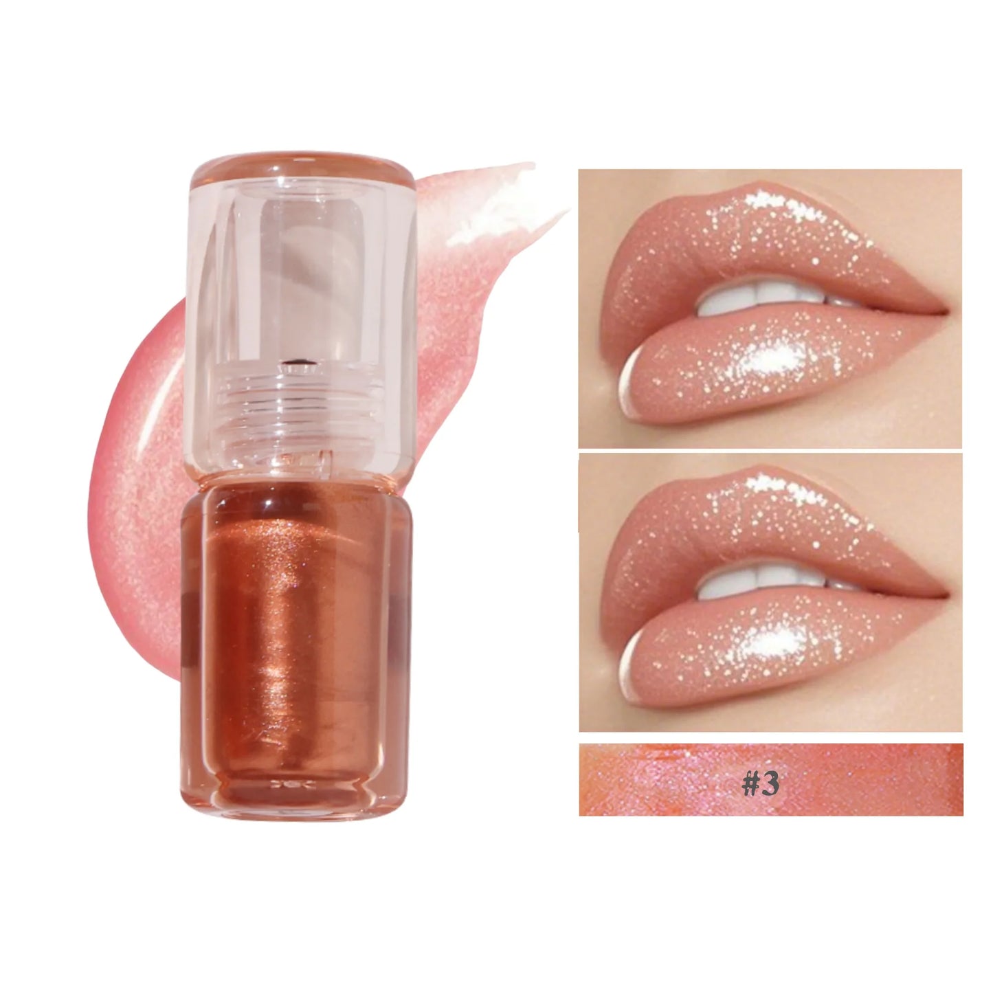 Vegan High-Shine Diamond Lip Gloss Sparkling Glitter & Non-Sticky Formula Plumping Lip Gloss