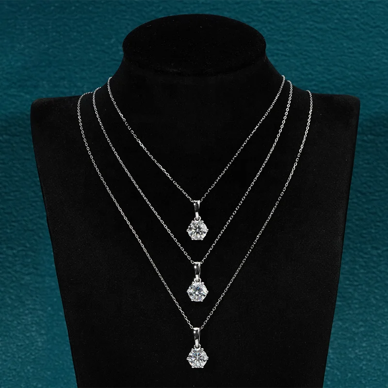 MomentWill Fashion Designs 925 Silver Fine Cute Simple Jewelry  Moissanite Necklaces