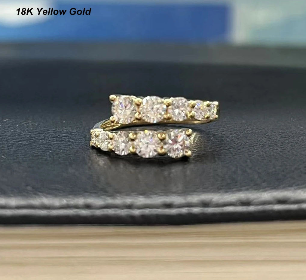 MomentWill 18K Gold Ring Round Shape Brilliant Cut Lab Diamond  Wedding Band Ring