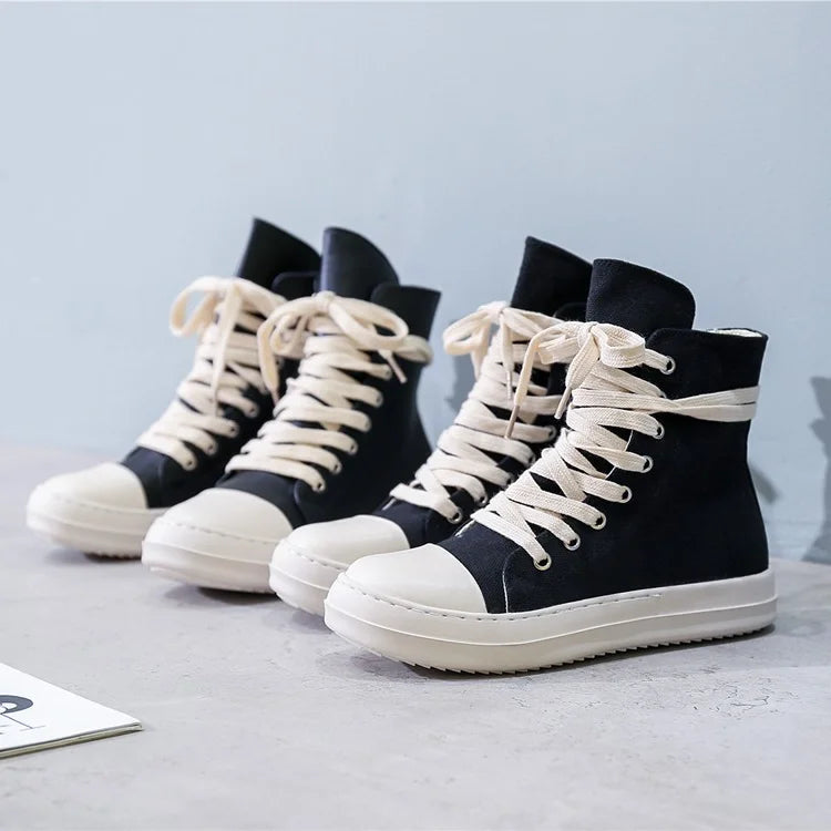 Unisex  Durable Zapatoa Dama  Canvas Platform Lace up Outdoor Footwear High Top Canvas Sneakers Women's Casual Shoes 2025