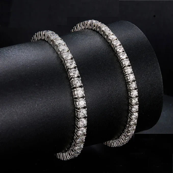 MomentWill White Gold 3 4 5 mm Iced GRA  Diamond 925 Sterling Silver Men Women Fine Jewelry Bracelet Moissanite Tennis Chain
