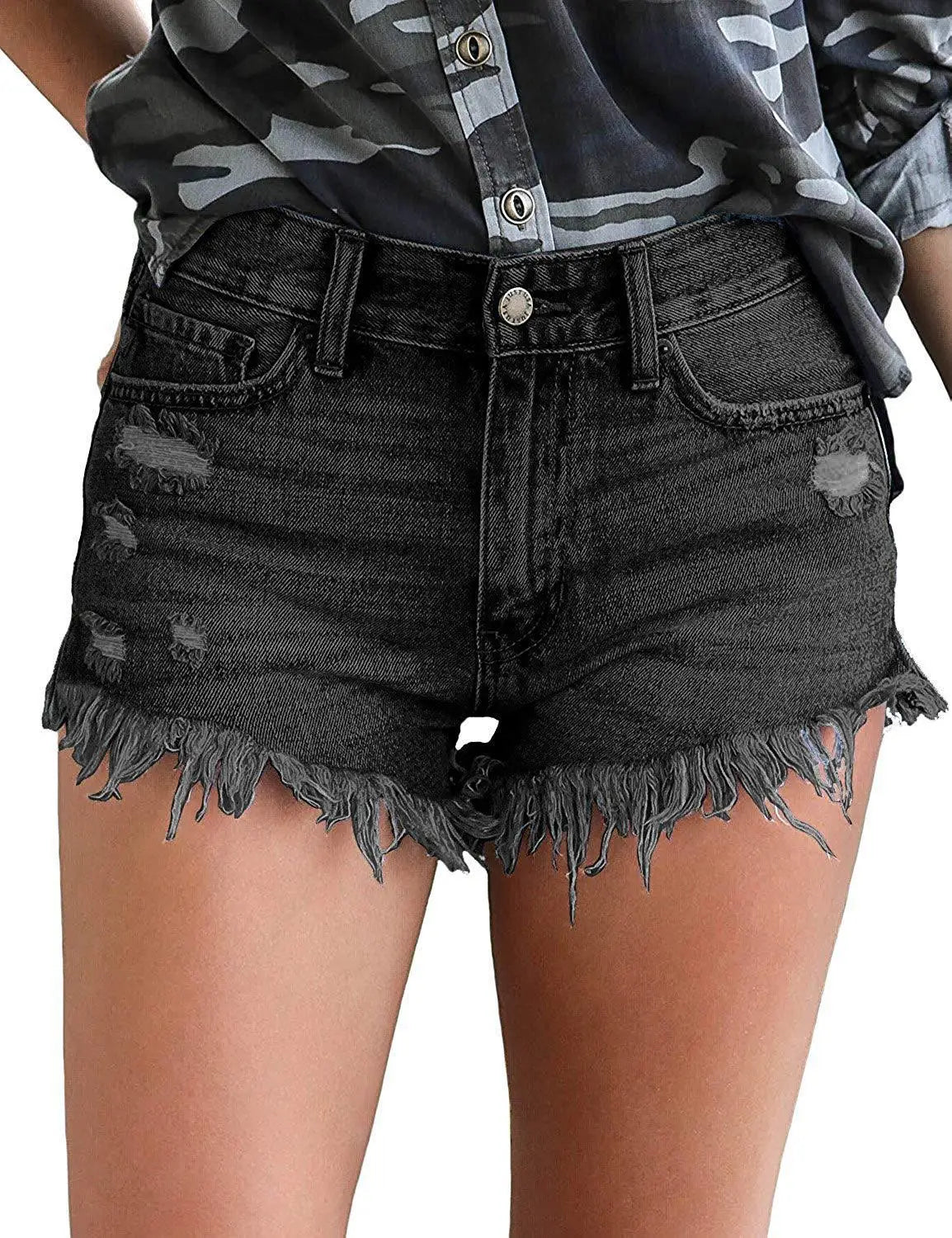 Women Shorts 2025 Wholesale Summer Ripped Denim Shorts for Women Plain New Design Jean Shorts for Women