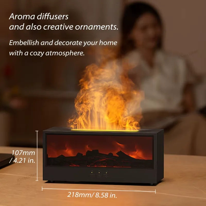 Aromatherapy Essential Oil Fireplace Diffuser Colored Flame Diffuser Bonfire Fireplace Humidifier Home Office