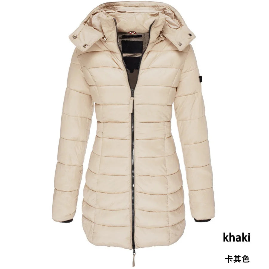 New Winter Women'S Cotton-Padded Jacket Women'S Mid-Length Slim Cotton Jacket Warm Down Jacket