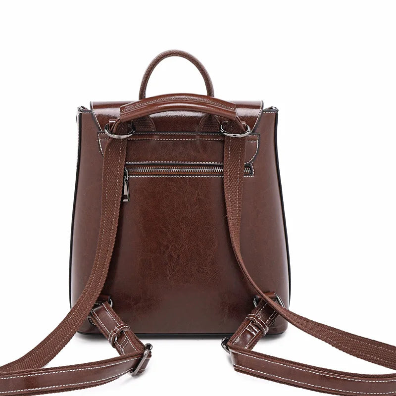 Genuine Leather Large Capacity Backpack for Girls ,Women Famous Brand Designer's Classics with Custom Logo Summer Cover Closure