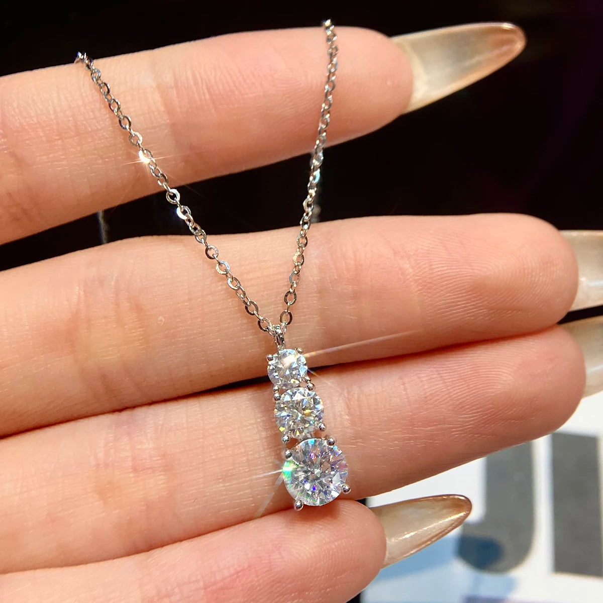 Moissanite Necklace for Women White D Color VVS1 Lab Grown Diamond Engagement Gift S925 Silver Custom VVS Moissanite Pendant