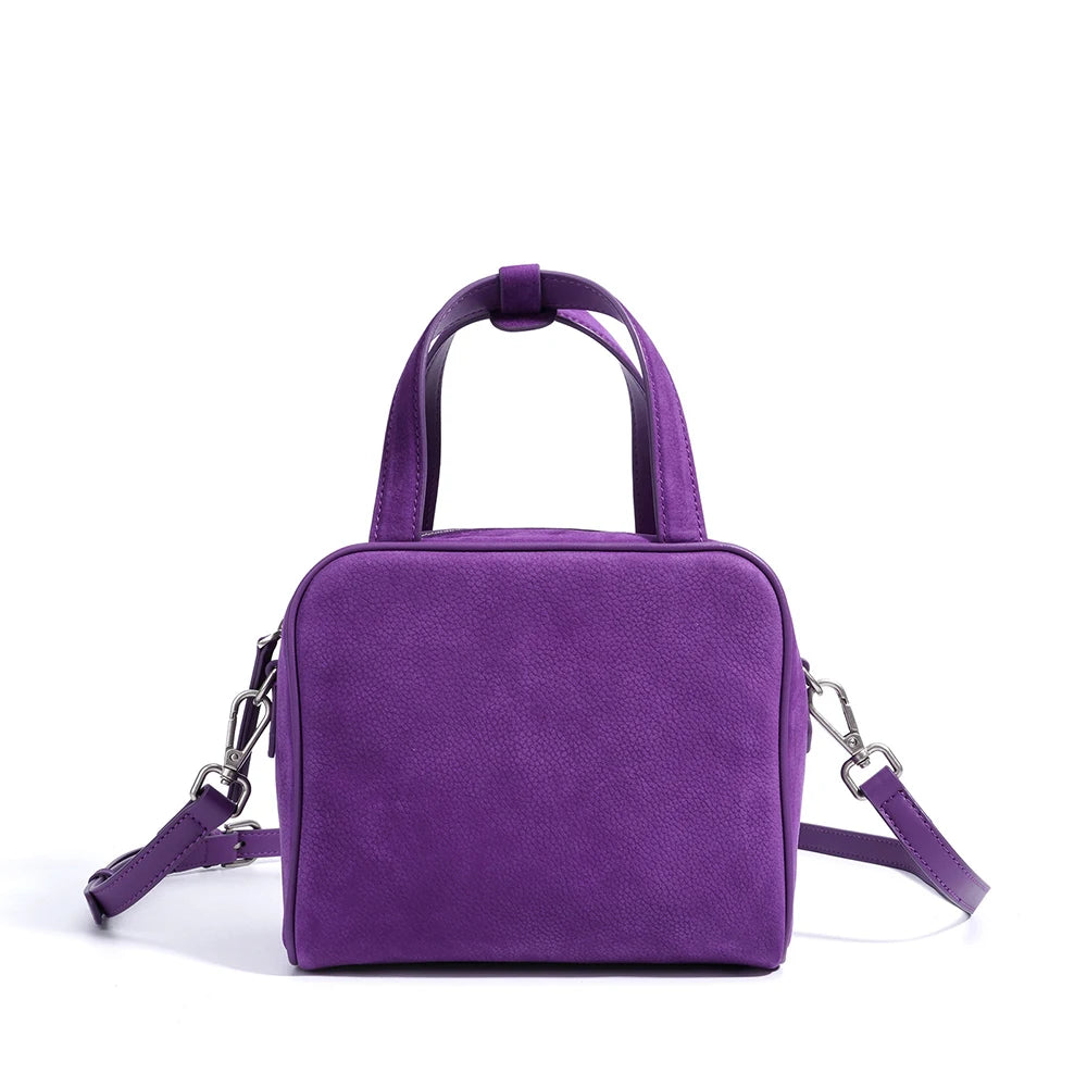 Advanced Suede Brown Bag Real Frosted Cowhide Genuine Leather Tote Shoulder Bag for Women Autumn Winter New Collection