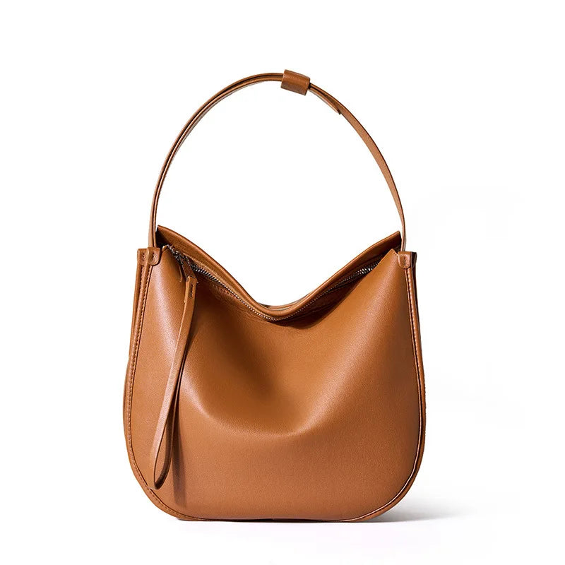 2025 Ladies Handbag Women Large Color Contrast Women Real Leather Crossbody Purse Half Moon Bag