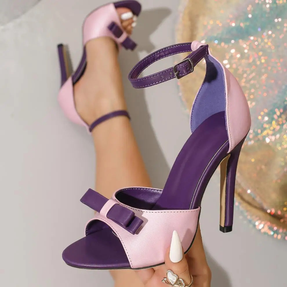 Purple Zandalias  Talon Femmes Sandal Shoes Open Toe Summer Heels for Women