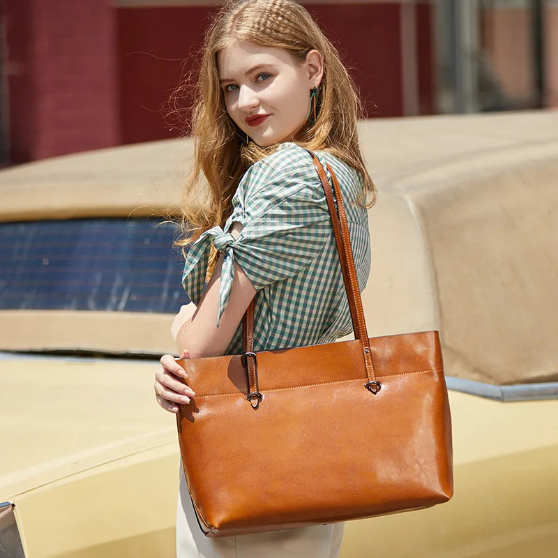 2025 Genuine Leather New Arrival Genuine Cowhide Leather Ladies Tote Bag Luxury Women Leather Handbag