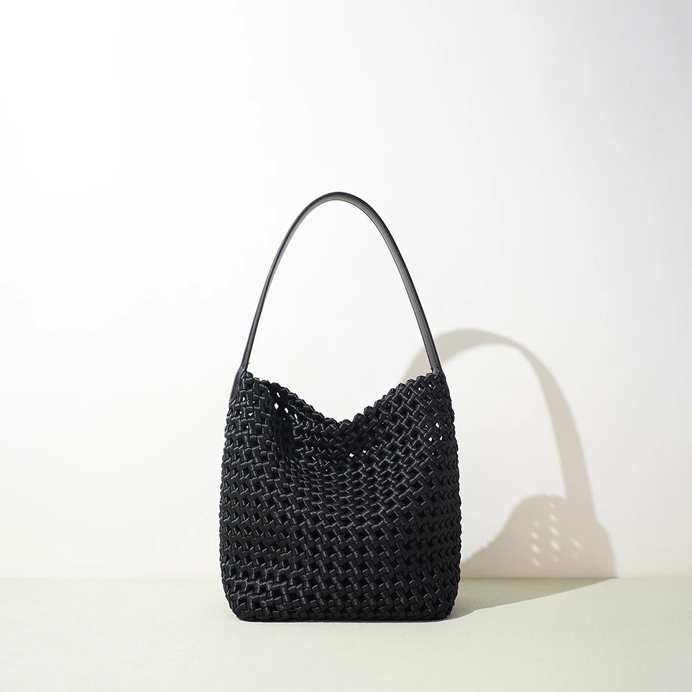 Luxury Designer Woven Fabric Crossbody Bags Women Polyester Handbags Lady Bucket  Bags Set Fashion Ladies Tote Bag