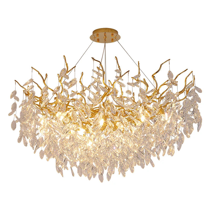 Full Crystal Chandelier Golden Special Round New Led Ceiling Lamp Modern for Living Room Dining Room Big Hotel Lighting Fixtures