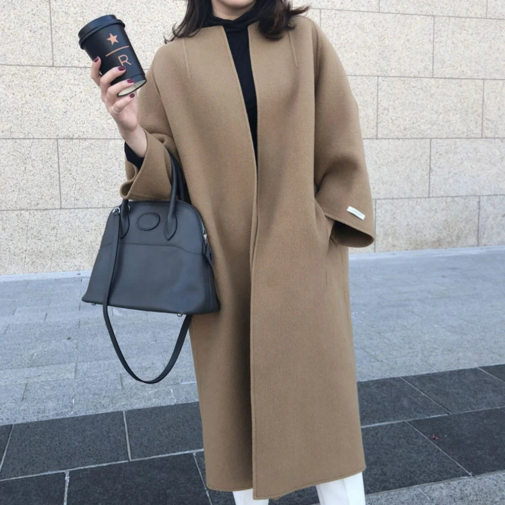 Popular Women's Wear 2025 Autumn/Winter New Coat Temperament Commuter Solid Color Korean Version Straight Tube Loose Fit
