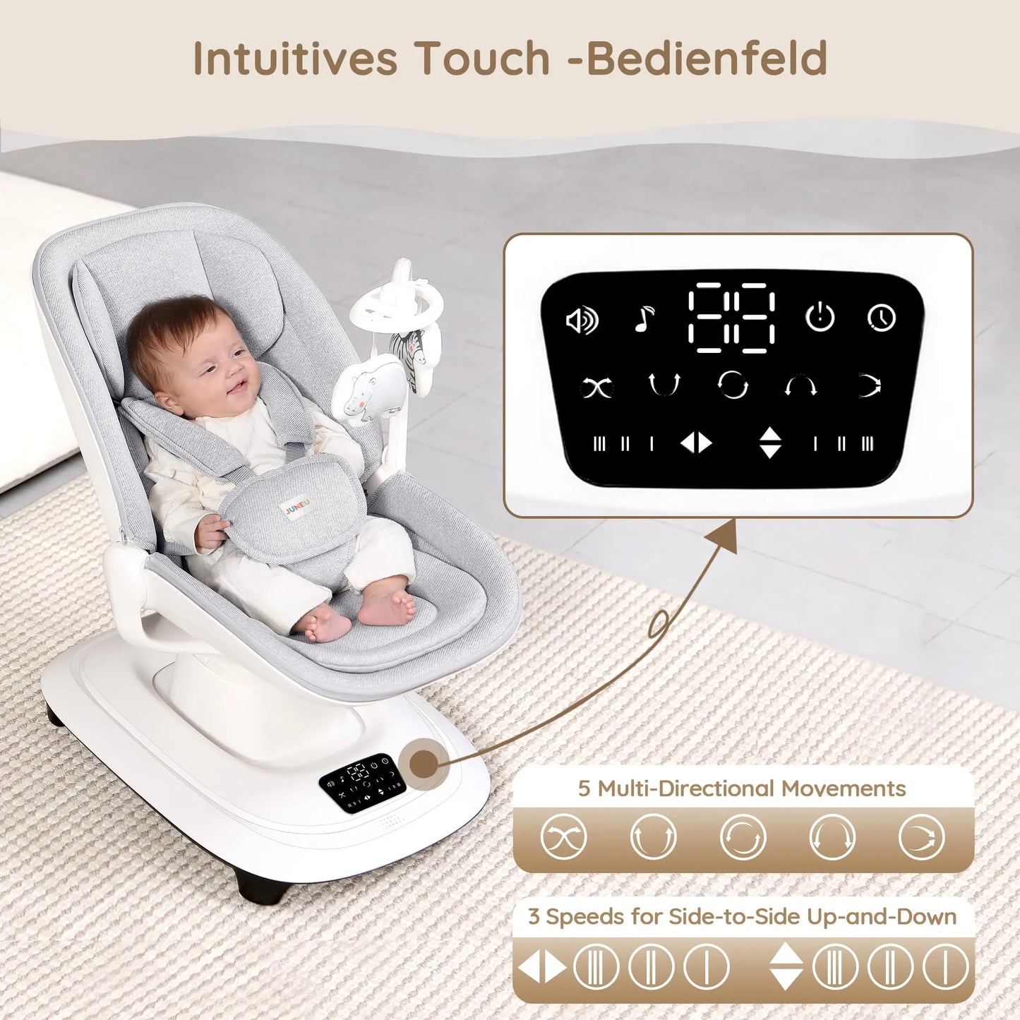 Swing Chair Automatic Adjustable Rocker Electric Baby Rocking Chair Baby Electric Swing Chair With Music and Bluetooth