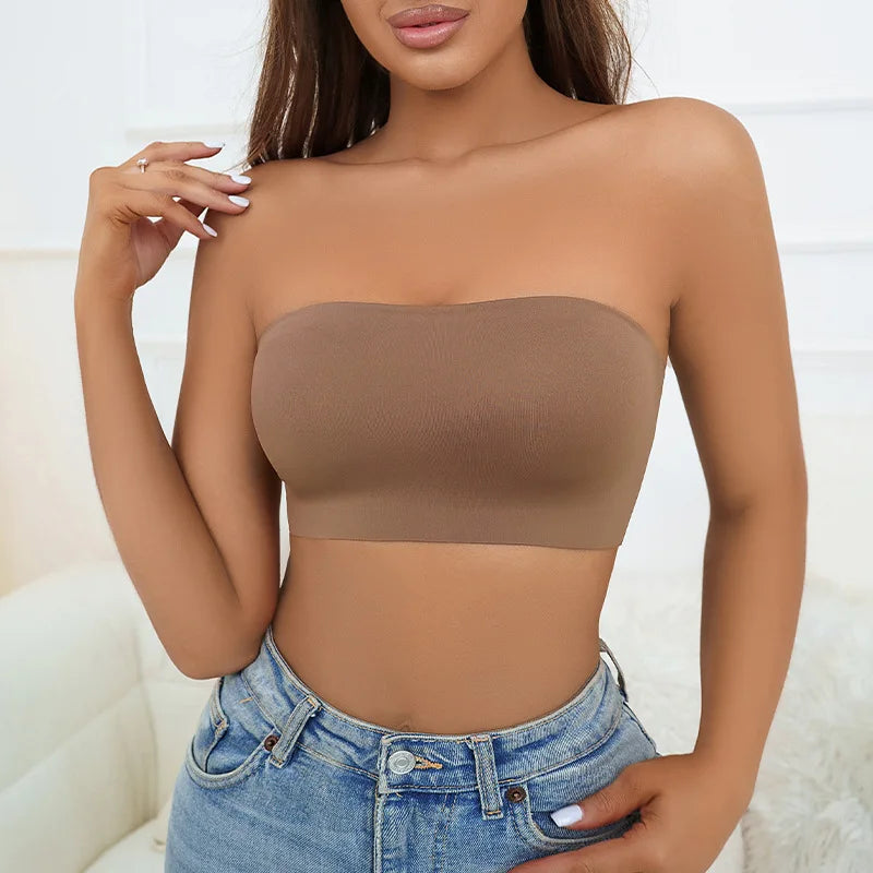 Strapless Underwear Female Invisible No Steel Ring No Trace Big Chest Small Strapless One-piece Thin Design