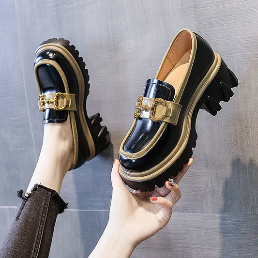 Womens Loafers 2025 New Fashion PU Leather High Pumps Women Shoes Casual High Quality Ladies Loafers
