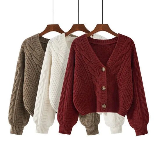 2025 Spring and Autumn New Women's Sweater Fashion Long Sleeve Cardigan V-neck Knitted Sweater Women's Sweater