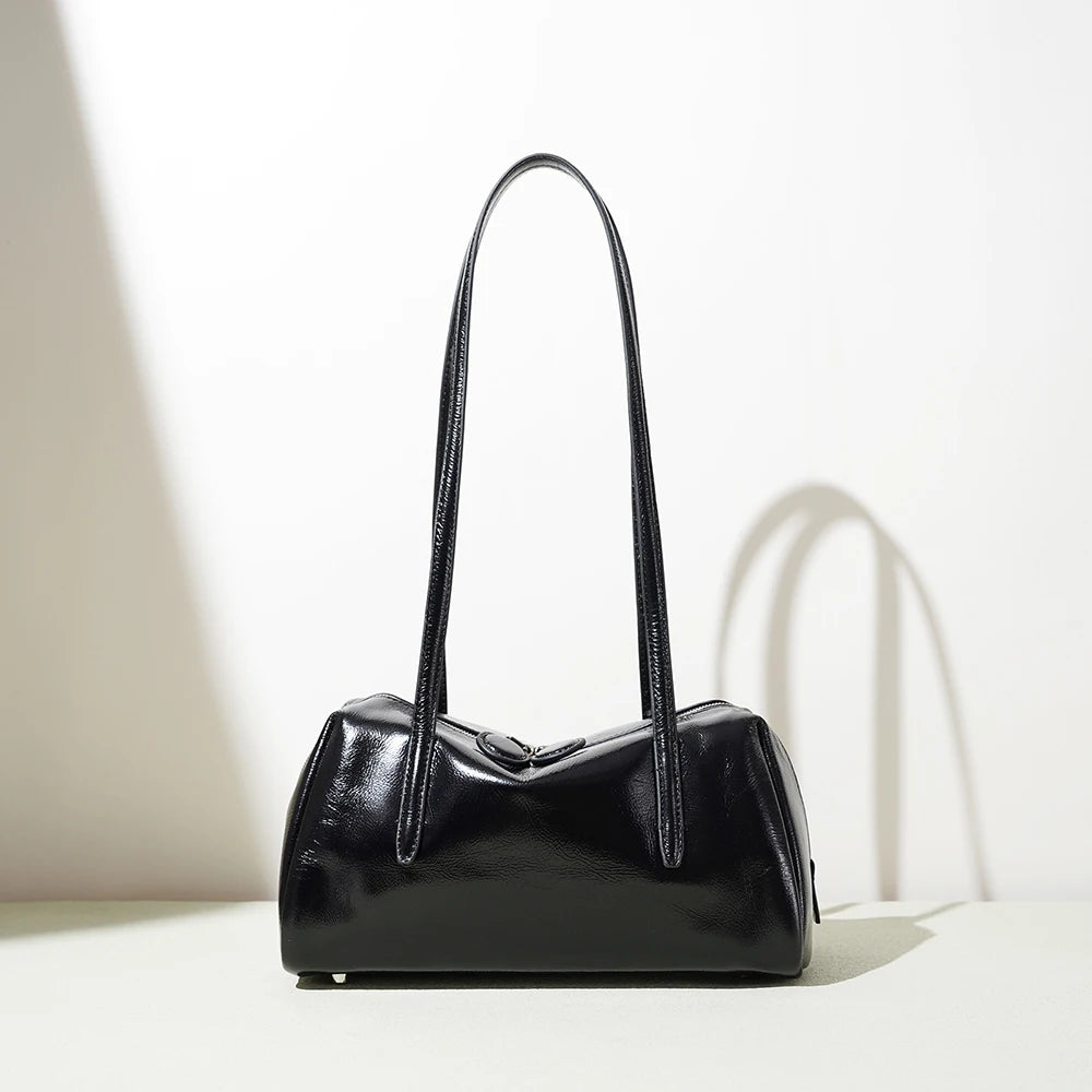 Genuine Leather Women's Handbags Crossbody Shoulder Bags Vintage Waxed Top Grain Cowhide Leather Ladies Bags