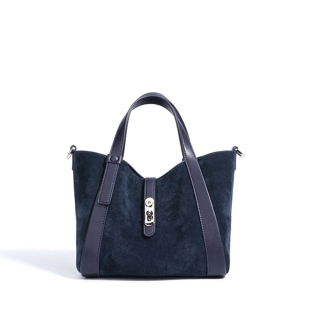 2025 New Suede Leather Bags Winter Frosted Cowhide Women's Bucket Bags Genuine Cowhide Leather Handbags for Women