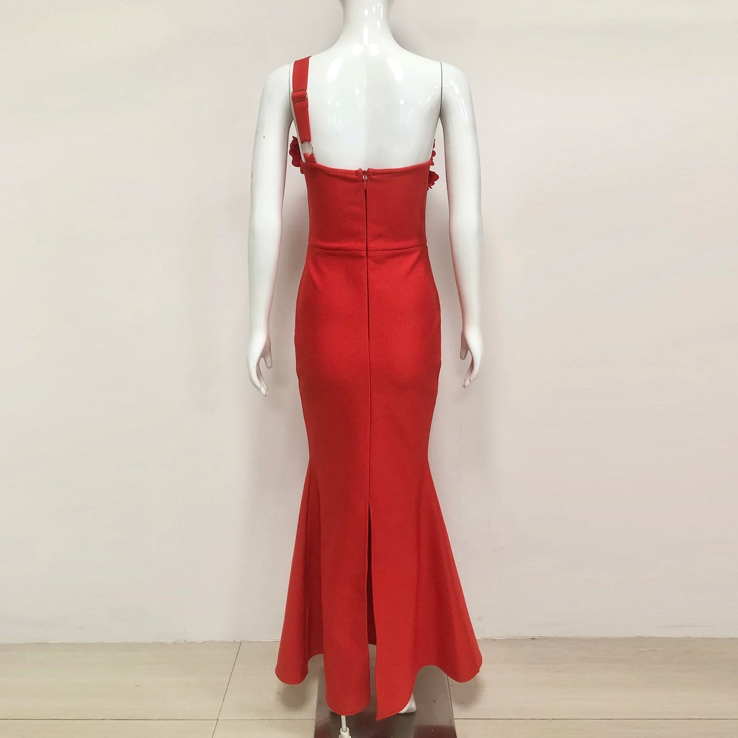 Custom Luxury Prom Dress 3D Flower One Shoulder Bandage Evening Gowns Elegant Red Long Gown Formal Party Wear Dresses for Women