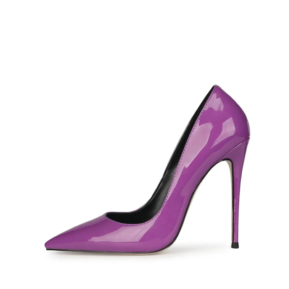2025 Sexy Pointed Toe Jelly Patent Leather High Heels Pump Stilettos Sharp High Heels Dress Shoes for Women OEM Large Size 47