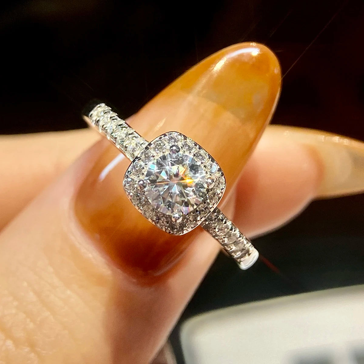925 Sterling Silver 18k White Gold Plating GRA 0.5 CT square Shape Diamond Moissanite Ring Women Wedding Fine Jewelry