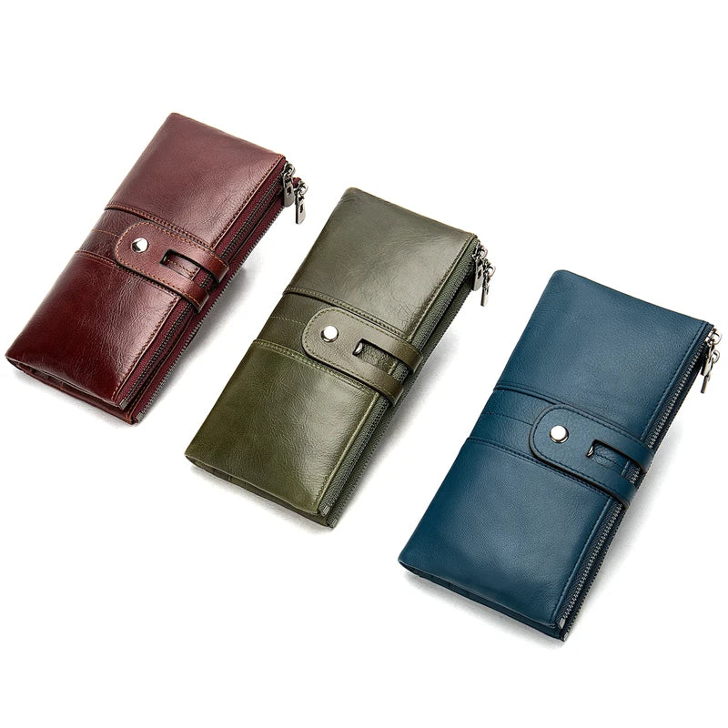100% Genuine Leather Women Wallet Female Clutch Long Wallet Ladies Coin Purses Money Bag Purses