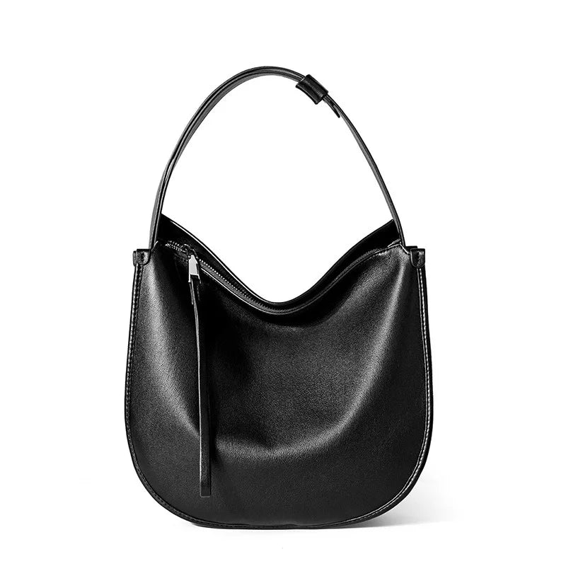 2025 Ladies Handbag Women Large Color Contrast Women Real Leather Crossbody Purse Half Moon Bag